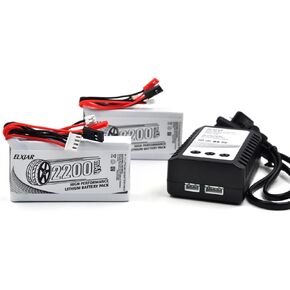 (2-Pack) 11.1V 2200mAh 8C Li-Po Battery for Flysky GT3B GT2 3PK T6EHP-E 6EX Transmitter Remote Controller Li-Polymer Batterry with B3 Balance Charger