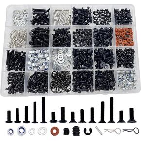 500pcs RC Screw Kit,RC Screws for Traxxas Arrma Axial Redcat HPS SCX10 1/8 1/10 1/12 1/16 Scale RC Cars Trucks Crawler, Screws Assortment Set, Hardware Fasteners (500pcs RC Screw Kit)