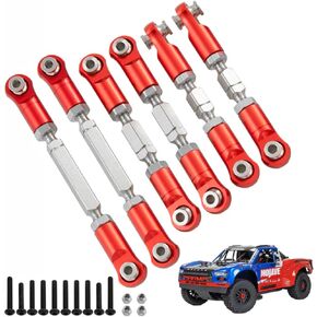 Aluminum Adjustable Turnbuckles Linkage Set & Tie Rods for Arrma 1/8 Mojave 4S 4X4 BLX RC Car Upgrades Parts(Red)