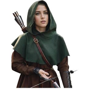 Joukavor Medieval Cowl Hood Renaissance Hood Halloween Short Hooded Cape for Women Men