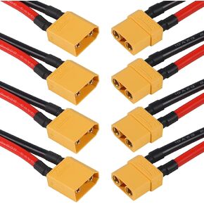 4 Pair XT90 Plug Male Female Connector with 100mm 10AWG Silicon Wire for RC Lipo Battery FPV Drone