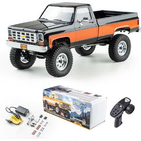 شاحنة FCX18 FMS 1/18 شيفروليه K10 RC، مرخصة رسميًا 4WD 2.4 جيجا هرتز RC زاحفة بسرعتين مع بطارية 900 مللي أمبير في الساعة وأضواء LED، نموذج RC للطرق الوعرة للبالغين (أحمر)