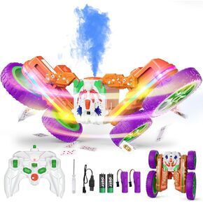 Remote Control Car, 360°Rotating 4WD RC Cars with Cool Spray, 2.4Ghz Double Sided RC Stunt Car with Cool Lights, RC Drift Car for Kids Toys Best Gifts for Boys Girls Age 4-6 7 8-13 Year Old