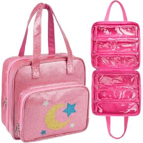 Jaffzora Dolls Carrying Case Compatible with LOL Surprise Dolls All,Hanging Travel Toys Storage Tote Bag with 6 Clear Pockets for Girls, Bag Only,Pink