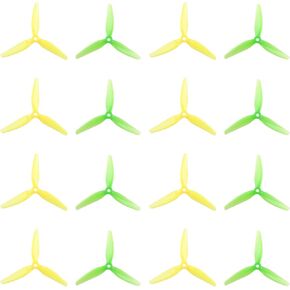 16PCS HQProp Ethix S4 Lemon Lime 5X3.65X3 (8CW+8CCW)-Poly Carbonate, Yellow,green