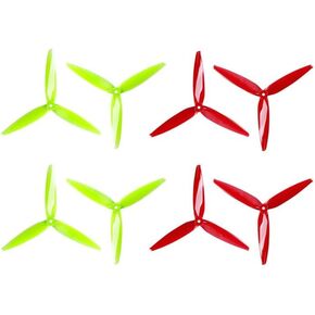 GEMFAN 8pcs Freestyle 7040 3-Blade Propellers 7 Inch Props (7.0 x 4.0) CW CCW for RC FPV Drone Quadcopter (Fluorescent Yellow & Red)