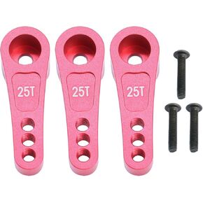3PCS Aluminum 25T Servo Horn Steering Arm for Arrma Kraton/Outcast/Talion/Mojave/Felony/Infraction/Senton Upgrade Part (Red)
