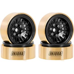 INJORA 1.0 Plus Brass Beadlock Wheel Rim for 1/24 1/18 RC Crawler TRX4M Ascent18 SCX24 FCX24 Upgrade(Black)