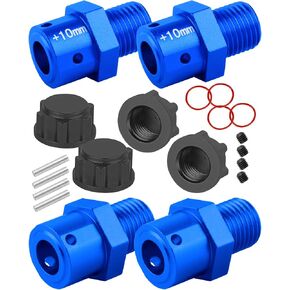 RC 10MM Extended Wheel Hub Drive w/Anti-dust Cap Nuts Upgrades Part for 1/7 BigRock Fireteam Limitless 6S,1/8 Kraton Outcast Notorious Talion 6S,Alloy Aluminium Wheel Hub,Silver w/Red