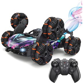 Hand Controlled RC Stunt Car: 8WD Gesture Sensing Remote Control Car Toy for Boys Age 8-13, 8 Wheels, 360 Rotation, Rechargeable RC Cars 6 7 8-12 13 14 Year Old Boy Birthday Christmas New Year Gift
