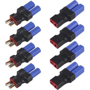 8pcs (4 pairs) EC5 to T-Plug Style Male Female RC Connector Adapter, T-Plug to Male Female EC5 Connector Adapter No Wires RC LiPo Battery Connectors