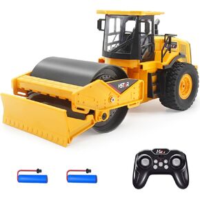 Remote Control Road Roller Toy, RC Road Roller Truck Construction Toys Vehicle 7 Channel with Sound and Lights, Garbage Truck Toys Birthday Gifts for Boys Adults & Kids