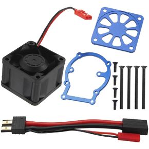 RC Motor Heatsink Radiator with High Speed Cooling Fan Heat Sink Compatible with Traxxas 1/8 4WD Sledge 95076-4 RC Monster Truck (Blue)