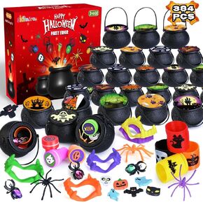 480 PCS Halloween Party Favors Bulk for Kids, 60 Pack Prefilled Witch Cauldrons with Halloween Toys, Halloween Goodie Bag Fillers, Halloween Party Supplies, Halloween Miniatures Novelty Toys