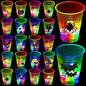 mishunyus 40 Pcs Halloween Party Decorations,Glow Halloween Cups,Pumpkin, Bat, Ghost, theme, Horror Cups,Halloween Party Supplies,Halloween Party Decor For Kids,Adults Party Birthday Favor