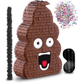 Funny Poop Piñata 4-Piece Set perfect for Birthday Parties, Decorations, Emoticon Parties, Fun shape, Great Party Addition for kids, teens, and adults (17"X10") durable!