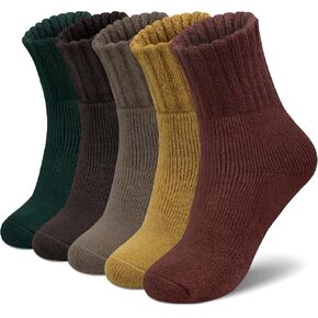 Senker Fashion 5 Pairs Wool Socks for Women, Thick Winter Boot Socks Knit Warm Socks Cozy Crew Socks Christmas Gift