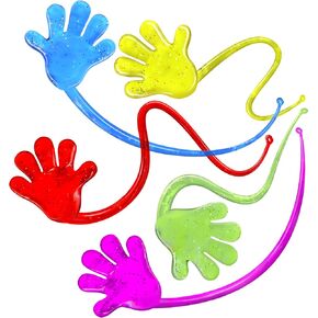 Giraffe Manufacturing 75 Piece Assortment of Small and Large Glitter Slappy Hands Treasure Box - Kids Party Favors, Sticky Hands, Bulk Toys for kids.