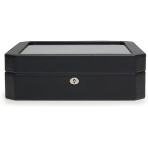 WOLF 4584029 Windsor 10 Piece Watch Box with Cover, Black