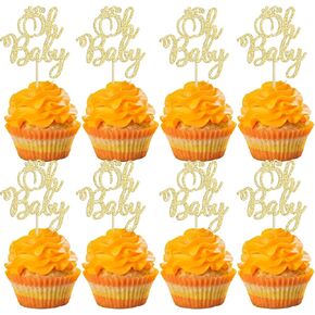 24Pcs Little Pumpkin Cupcake Toppers Glitter Pumpkin Cupcake Picks Little Pumpkin Baby Shower Decorations Fall Harvest Theme Baby Shower Kids Birthday Party Supplies in Kuwait
