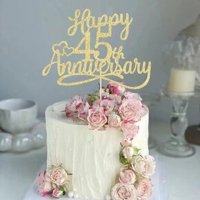 Sleyberoy golden Glitter Happy 50th Anniversary Cake Toppers -Wedding Anniversary Party Decorations, 50th Wedding Anniversary, Company Anniversary Party, Birthday Party Decorations (50th Gold)