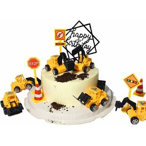 20-pieces mini construction vehicles Cake Decoration Set truck cake toppers construction birthday party supplies 6 PCS Construction Trucks Toys 5 Pieces Road Sign decorations