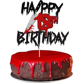 1 PCS Have a Killer Birthday Cake Topper Glitter Horror Classic Birthday Halloween Cake Pick for Bloody Horror Halloween Theme Birthday Party Cake Decorations Supplies