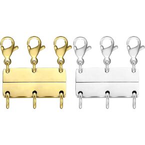 Multi Necklace Layering Clasps Magnetic Necklace Clasp,Gold and Silver Necklace Separator for Layering Multiple Necklace Clasp for Women