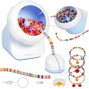 Clay Bead Spinner and Seed Bead Spinner, 2-in-1 Electric Bead Spinner for Jewelry Making, Bracelet Spinner and Necklace Making Machine with Bead Needles and Thread (Pink), (Beads Not Included)