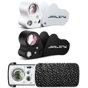 JARLINK 3 Pack Jewelers Loupe, 30X 60X 90X Illuminated Jewelers Eye Magnifier and Magnifying Glass Loop with UV Black Light and Bright LED Light for Gems, Jewelry, Diamond, Coins, Stamps