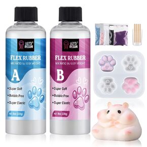 LET'S RESIN Liquid Silicone for Squishy Maker, Super Soft Silicone Rubber Making Kits 1:1 AB Ratio Mix for Taba Squishy, Molding Cat's Paw, DIY Decompression Gift