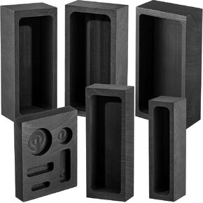 Layhit 6 Pcs Graphite Casting Ingot Molds Casting Smelting Molds for Melting Refining Gold Silver Aluminum Copper Brass