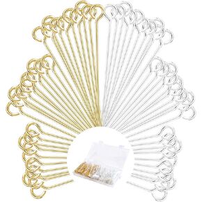 900 Pieces Eye Pins for Jewelry Making, 30mm 40mm 50mm Eye Jewelry Pins, Metal Eye Pins for DIY Craft Earring Bracelet Necklace Pendant Supplies (Gold, Silver)