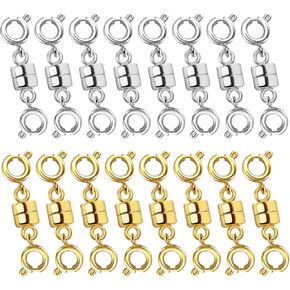 Magnetic Necklace Clasp,Double Magnetic Necklace Clasps Closures,Gold and Silver Plated Jewelry Clasps Converters,Necklace Extenders for Necklaces,Bracelets, DIY Jewelry Making(6 Pcs)