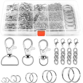 360PCS Keychains Clips with Key Rings, Metal Lobster Claw Clasps and Key Chain Rings, Keychain Craft Supplies Including Key Chain Clips, Lanyard Snap Hooks, Key Rings and Jump Rings for Key Chain Maki