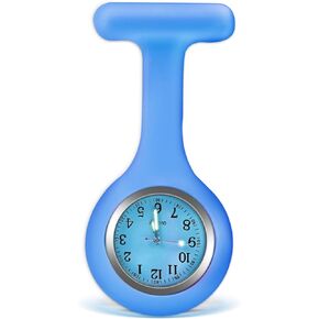 Nurse Watch Brooch, Silicone with Pin/Clip, Glow in Dark Design, Health Care Nurse Doctor Paramedic Medical Brooch Fob Watch (Pink)