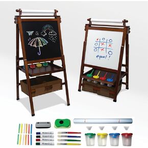 Large All-in-One Double Sided, Magnetic, Height Adjustable Art Easel for Kids with Built in Storage Bins, and Art Supplies - Stable Design is Safe and Grows with Children Ages 3-10