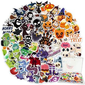 LINAYE 300PCS Halloween Stickers Non-Repeating Waterproof, Adhesive Vinyl Cute Halloween Stickers Pack for Kids, Halloween Party Favors Gifts, Halloween Stickers Bulk for Boys Girls