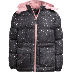Pink Platinum Winter Jacket - Quilted Fleece Lined Windbreaker Puffer Coat (Size: 4-16)