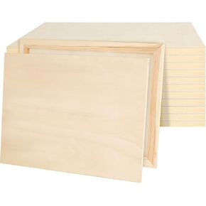 PINGEUI 12 Pack 9 x 12 Inch Blank Wood Canvas Panels, Unfinished Wooden Canvas Boards, Wood Cradled Painting Panel Boards, Artist Wooden Canvases for Painting, Pouring