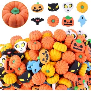 100 Pcs Halloween Pumpkin Erasers Bulk Fall Mini Erasers, Pencil Novelty Eraser Bulk for Kids 3D Eraser, Trick or Treat Halloween Party Favors, Rewarding Toy