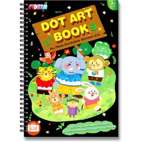 FIDRTH Dot Art Activity: No Mess Sticker Art Book for Kids, Scrapbooking Arts and Toddler Crafts Supplies, Airplane Travel Activity, Gifts for Boys & Girls Ages 3, 4, 5, 6, 7 (Unicorns & Princesses)