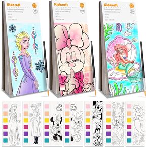 Paint with Water Coloring Books for Kids, Pocket Mess Free Watercolor Painting Kit, Water Color Paint Set Arts and Crafts Gift for Girls Ages 4 5 6 7 8+, Travel Activity Toy - Princess