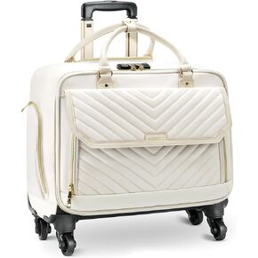 Rolling Briefcase for Women with 4 Spinner Wheels and Telescopic Extendable Handle, Laptop Bag with Wheels, Roller Computer Bag for Work Travel Carry On Luggage, TSA Friendly Design, Pink