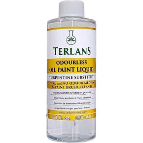 TERLANS Oil Paint Thinner, 250 ml (8.4 Fl. Oz.) Completely Odorless Liquid/Art Paint Brush Cleaner/Degreaser/Turpentine Substitute