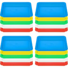 20 Pcs Plastic Art Trays Stackable Activity Sand Tray Multicolor Sensory Tray Paint Mixing Trays Crafts Organizer Serving Tray Kids DIY Bead Painting Projects (5 Colors 9.65 x 7.28 x 0.9 Inch)