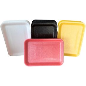 Foam Trays for Food and Crafts, 4 Colors, 6 Pieces Each, White, Yellow, Pink, Black