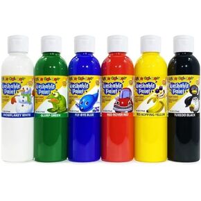 Rich Art Washable Tempera Paint For Kids - Non Toxic Paint - Premium Craft Paint In Primary Colors For Paper, Poster Board, Canvas, & More - Made in The USA - 6 Fl Oz (6 Pack)