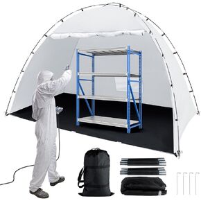 Portable Paint Booth Tent, Siebwin 10x6x6.5ft Larger Spray Paint Tent with Built-in Floor & Mesh Screen & Windproof Hooks for Furniture DIY Hobby Tool Spray Paint Shelter