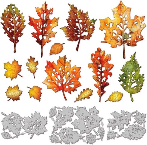 GLOBLELAND Autumn Broken Leaves Cutting Dies for Card Making Metal Fall Broken Maple Leaves Die Cuts Cutting Dies Templates for Scrapbooking Journal Paper Craft Decor in Saudi Arabia